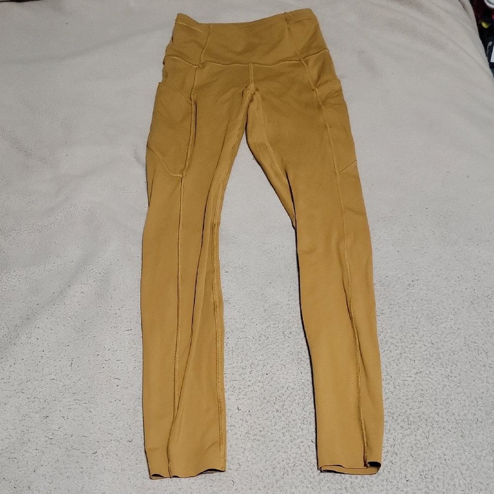 lululemon athletica Mustard Fast and Free Leggings 28"